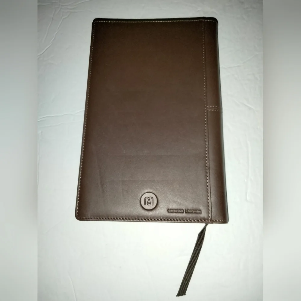 Dark Brown Genuine Leather Notebook/Journal w Line Pages & Interior Slip Pockets